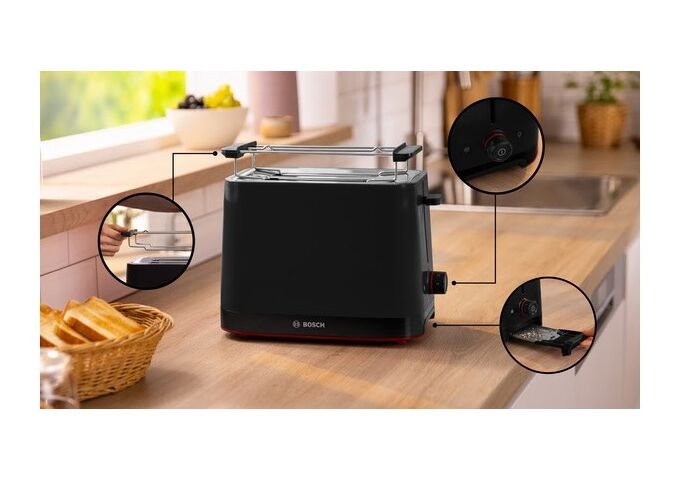 Bosch TAT3M123 Toaster My Moment sw mit Brötchenaufsatz