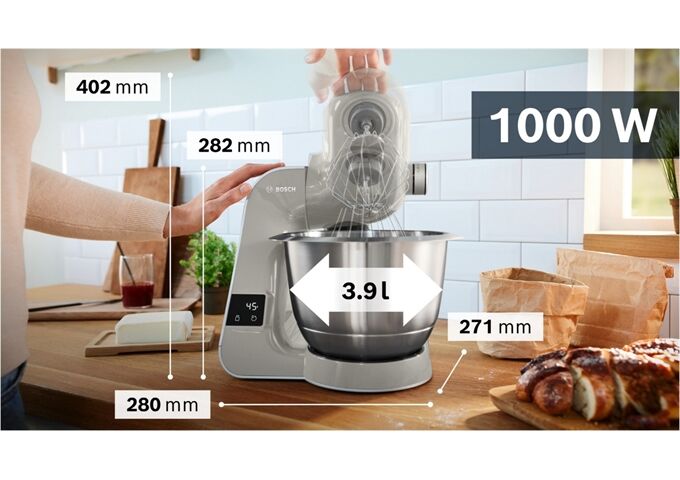 Bosch MUM5XL72 gr/si Küchenmaschine 1000W 7 Stufen 3,9l