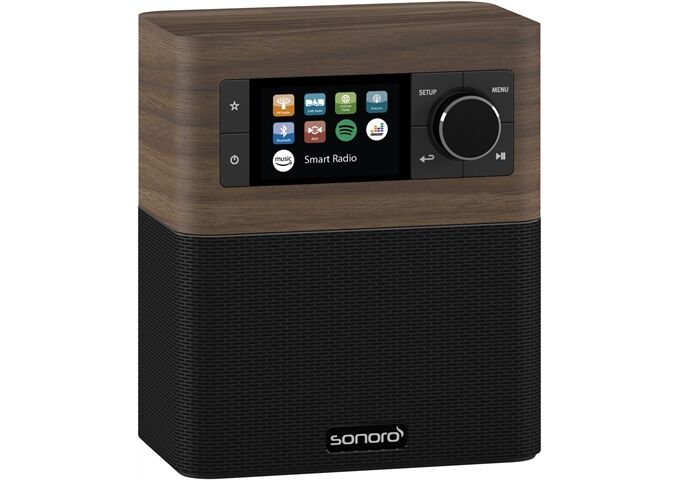 Sonoro Stream walnuß Dekor -schwarz DAB+,FM,BT,WiFi,Farbd