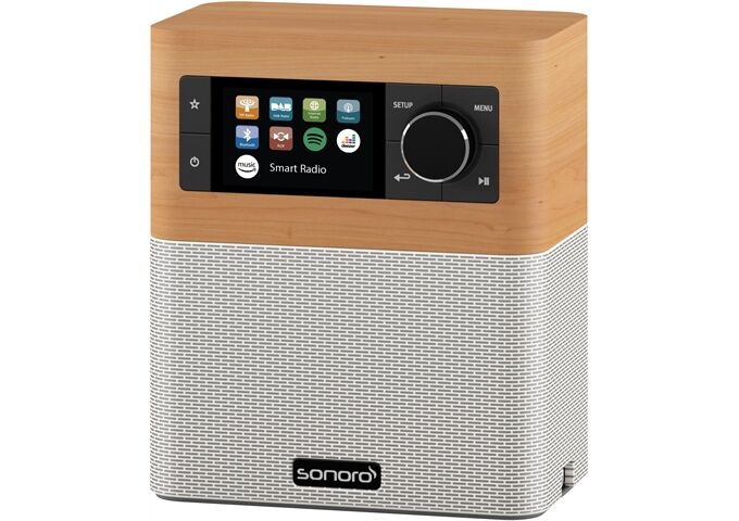 Sonoro Stream ahorn Dekor – weiß DAB+,FM,BT,WiFi,Farbdisp