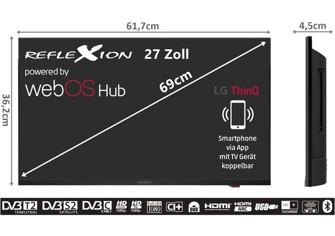 Reflexion LDDX27iBT LED-TV 27" DVB-S2/C/T2 FHD PVR DVD-Playe