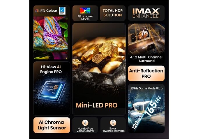 Hisense 75U8Q sw LED-TV Mini LED ULED UHD Multituner BT Sm
