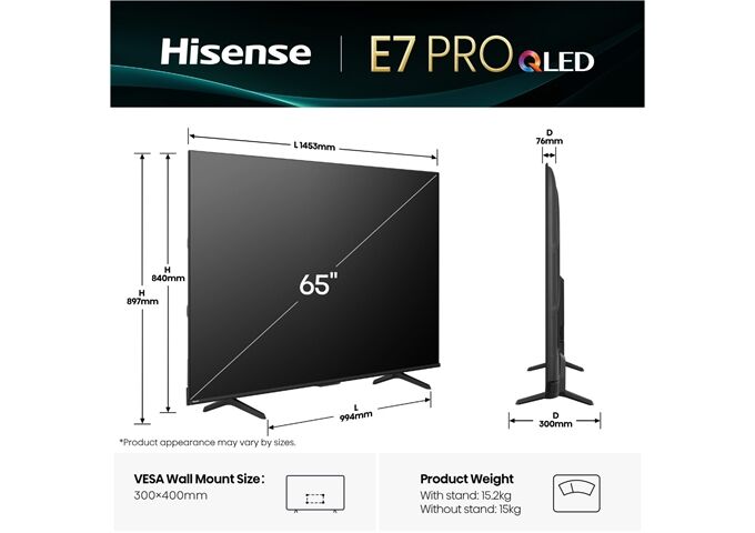 Hisense 65E77Q Pro sw QLED-TV UHD Multituner Smart Dolby V