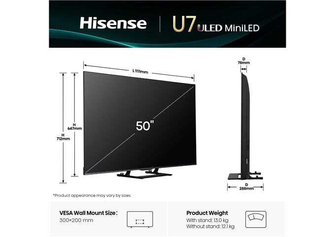 Hisense 50U7Q sw LED-TV Mini LED UHD Multituner BT Smart D