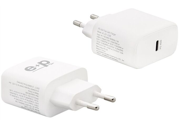 E+P AC 221 ws 1-Port USB Ladegerät max. 45W Euro-Steck