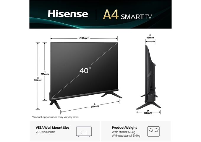 Hisense 40A4Q sw LED-TV FHD Multituner Smart USB HDMI