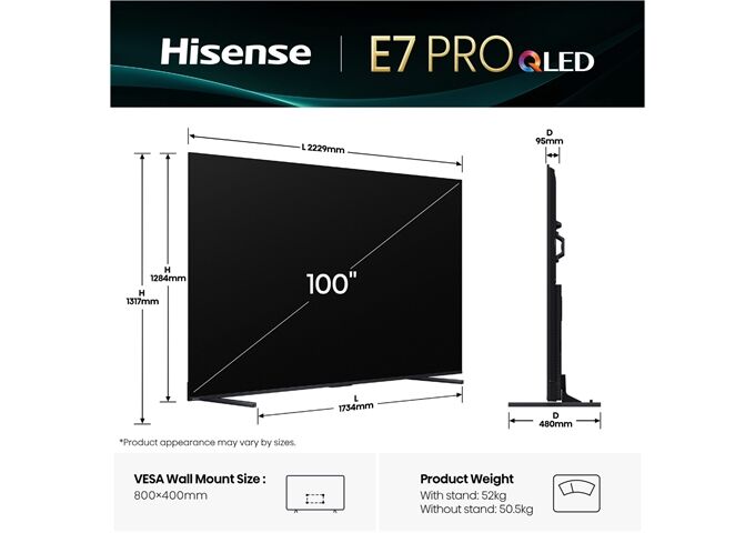 Hisense 100E7QPro sw QLED-TV UHD Multituner Smart Dolby Vi