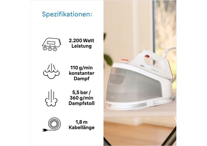 Braun IS 1511 WH ws/gr CareStyle 1 Pro Dampfbügelstation