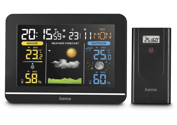 HAMA 222242 Wetterstation Usedom sw Funkuhr Temperatur