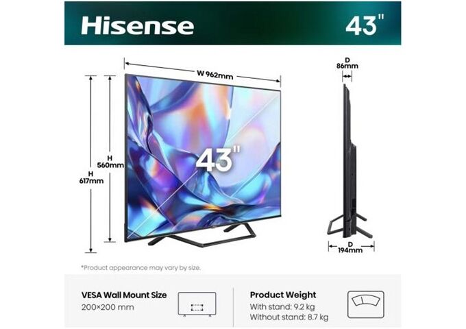 Hisense 43A7DS LED-TV QLED 4K Multituner BT Smart