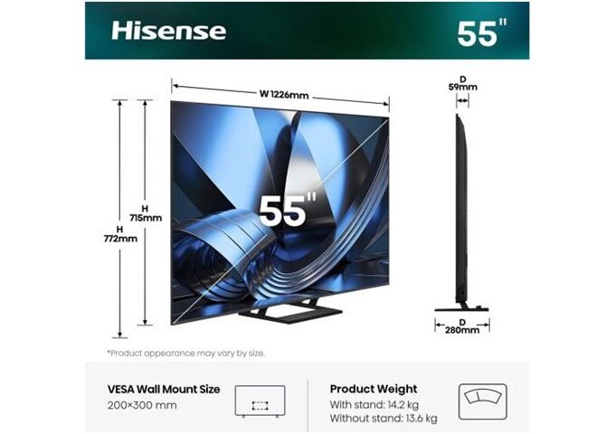 Hisense 55U7SE LED-TV Mini LED 4K Multituner BT Smart PVR